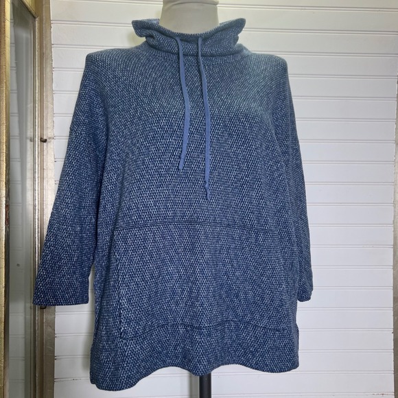 Pure Jill Womens Petite Small Blue Knit Cowl Neck Tunic Top with Drawstring - Picture 1 of 9